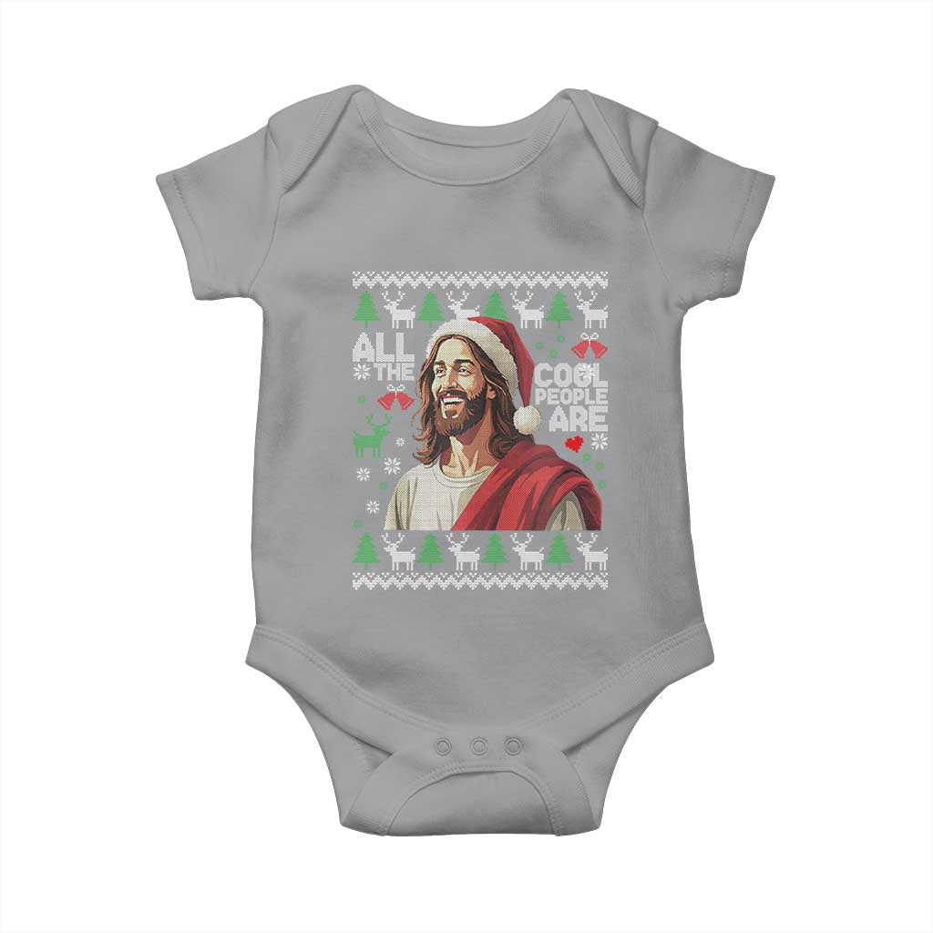 Funny Jesus Birthday Baby Onesie All the Cool People Are Born in December TS02 Sport Gray Print Your Wear