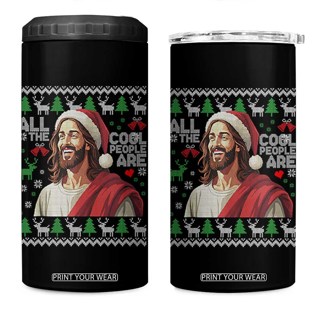 Funny Jesus Birthday 4 in 1 Can Cooler Tumbler All the Cool People Are Born in December TS02 One Size: 16 oz Black Print Your Wear