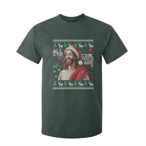 Funny Jesus Birthday T Shirt For Kid All the Cool People Are Born in December TS02 Dark Forest Green Print Your Wear