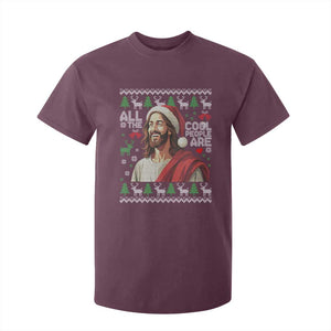 Funny Jesus Birthday T Shirt For Kid All the Cool People Are Born in December TS02 Maroon Print Your Wear