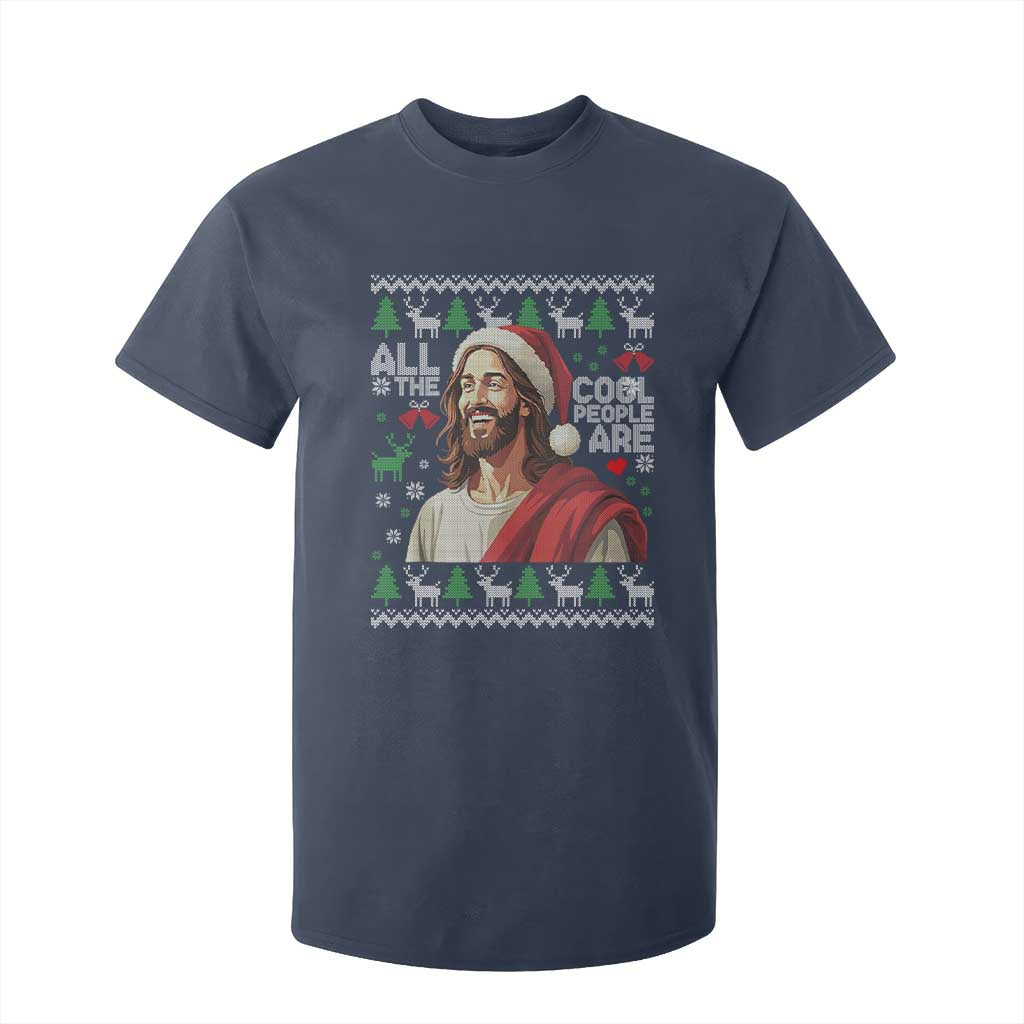 Funny Jesus Birthday T Shirt For Kid All the Cool People Are Born in December TS02 Navy Print Your Wear
