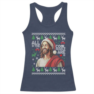 Funny Jesus Birthday Racerback Tank Top All the Cool People Are Born in December TS02 Navy Print Your Wear