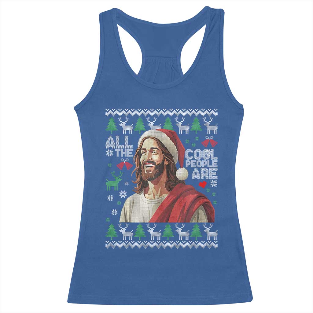 Funny Jesus Birthday Racerback Tank Top All the Cool People Are Born in December TS02 Royal Blue Print Your Wear