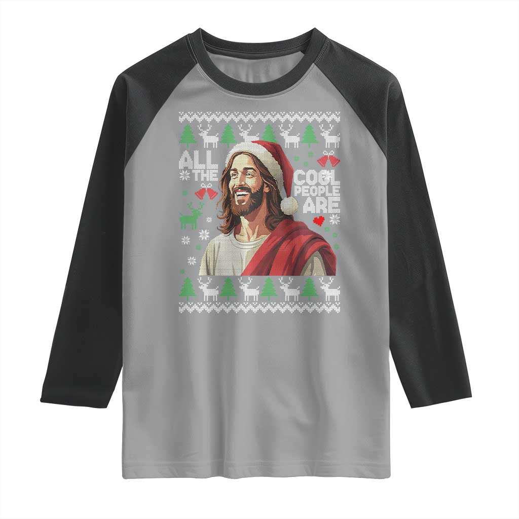 Funny Jesus Birthday Raglan Shirt All the Cool People Are Born in December TS02 Sport Gray Black Print Your Wear