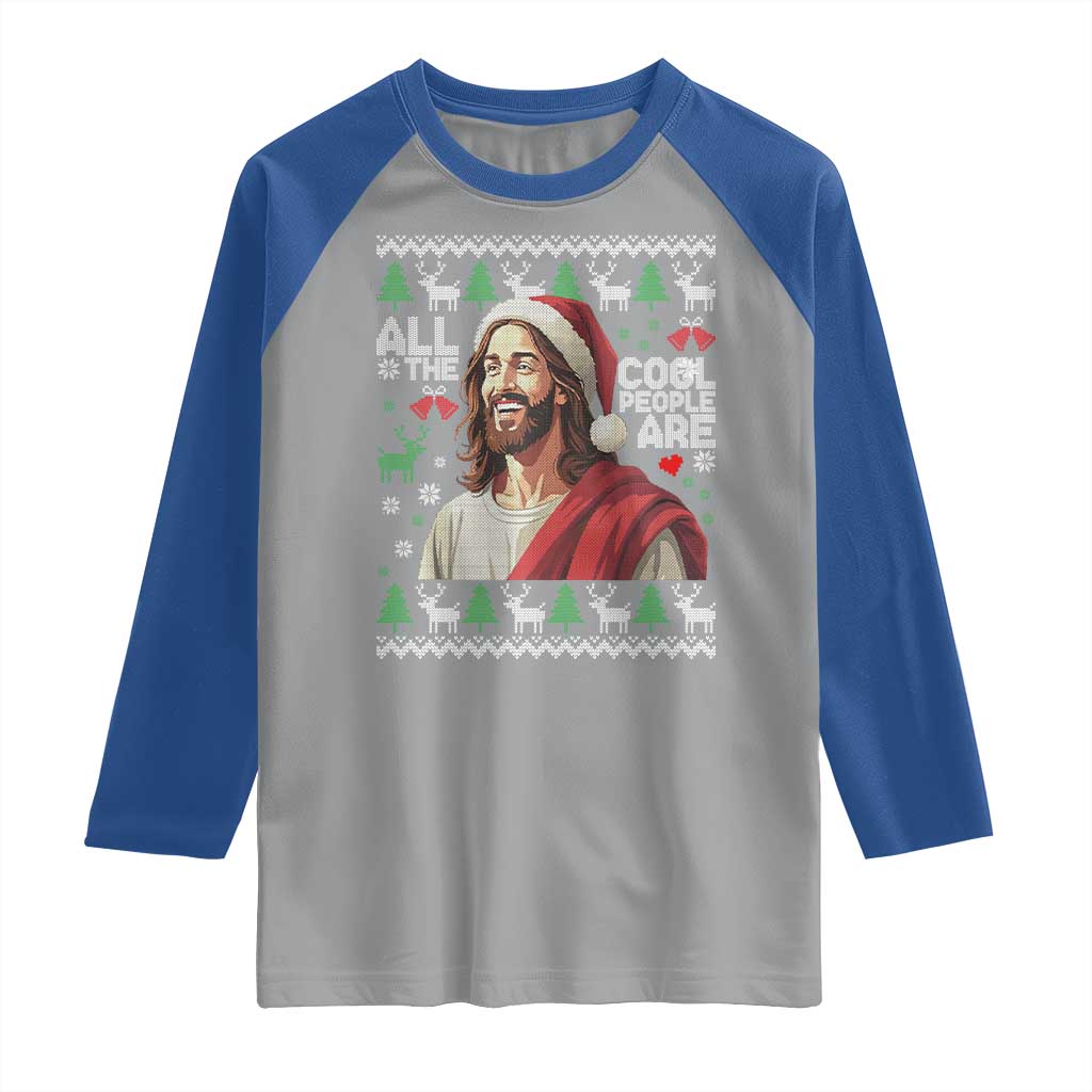 Funny Jesus Birthday Raglan Shirt All the Cool People Are Born in December TS02 Sport Gray Royal Print Your Wear