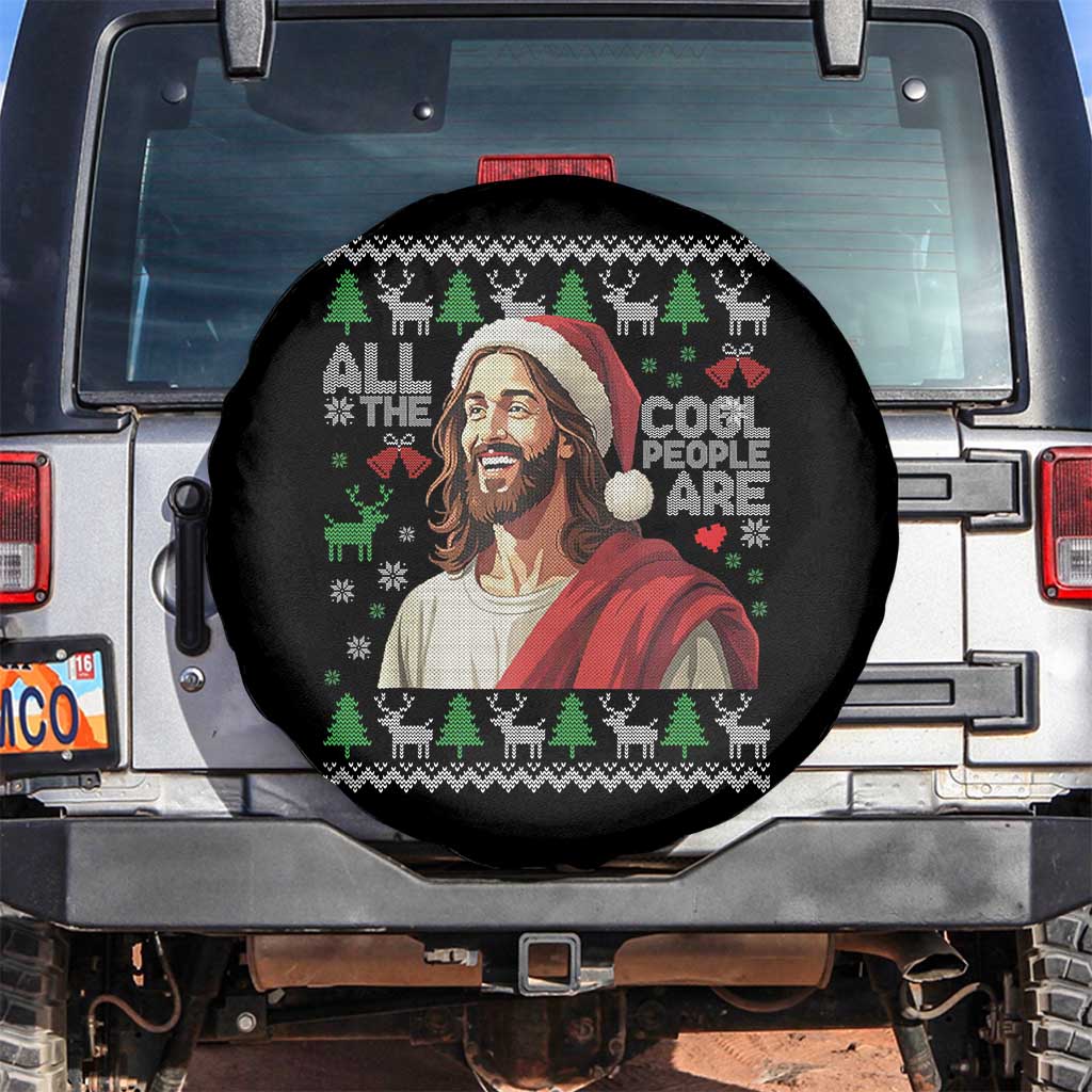 Funny Jesus Birthday Spare Tire Cover All the Cool People Are Born in December TS02 No hole Black Print Your Wear