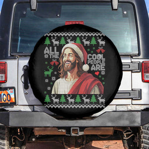 Funny Jesus Birthday Spare Tire Cover All the Cool People Are Born in December TS02 No hole Black Print Your Wear