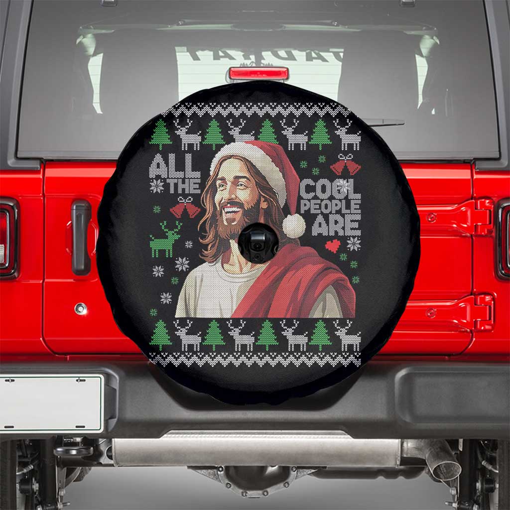 Funny Jesus Birthday Spare Tire Cover All the Cool People Are Born in December TS02 Black Print Your Wear