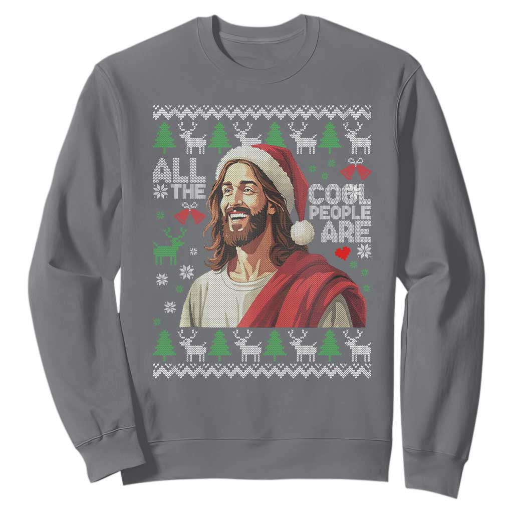Funny Jesus Birthday Sweatshirt All the Cool People Are Born in December TS02 Charcoal Print Your Wear