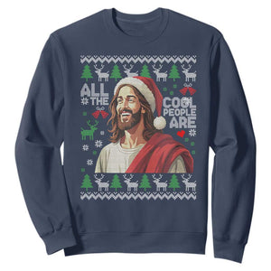 Funny Jesus Birthday Sweatshirt All the Cool People Are Born in December TS02 Navy Print Your Wear