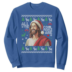 Funny Jesus Birthday Sweatshirt All the Cool People Are Born in December TS02 Royal Blue Print Your Wear