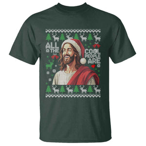 Funny Jesus Birthday T Shirt All the Cool People Are Born in December TS02 Dark Forest Green Print Your Wear