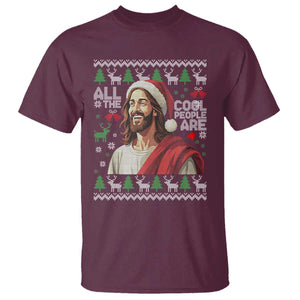 Funny Jesus Birthday T Shirt All the Cool People Are Born in December TS02 Maroon Print Your Wear