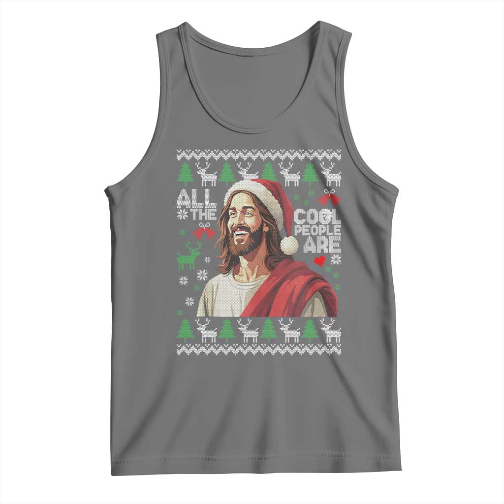 Funny Jesus Birthday Tank Top All the Cool People Are Born in December TS02 Black Heather Print Your Wear