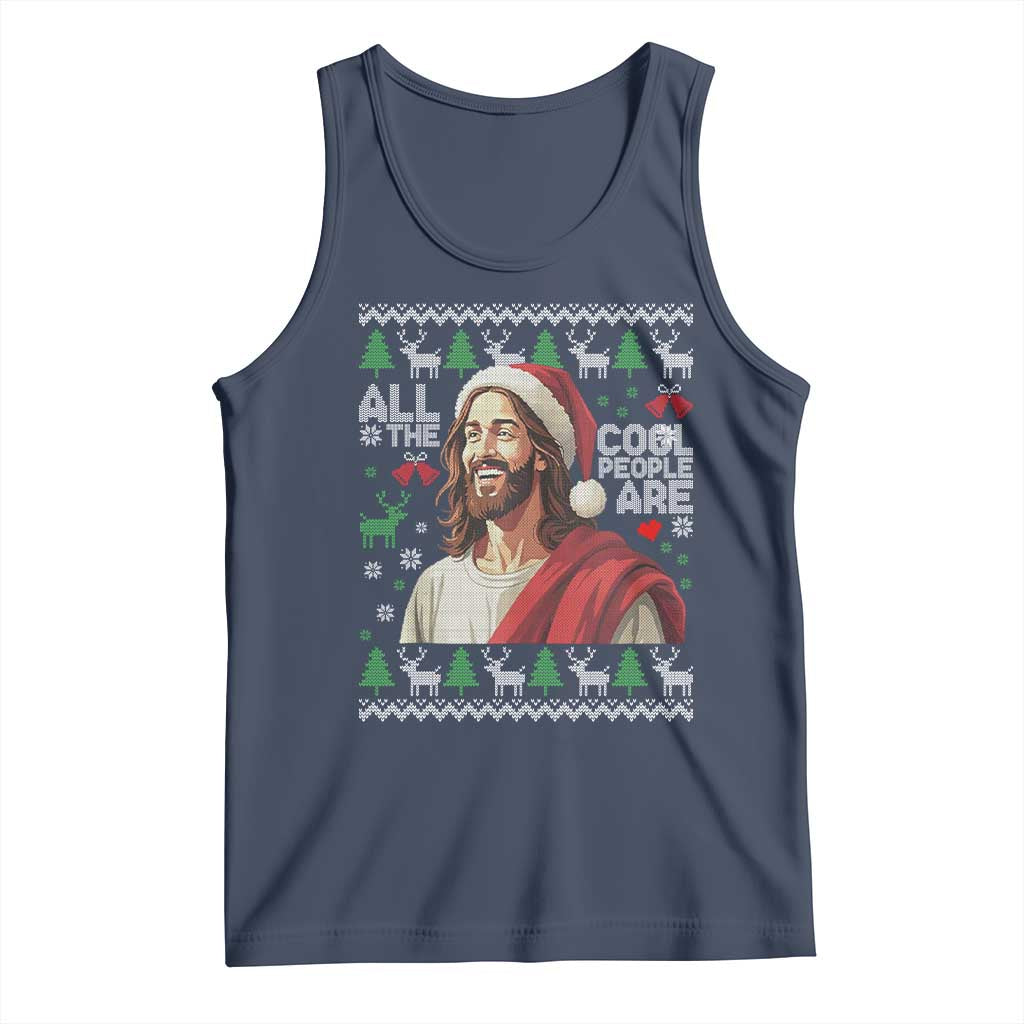Funny Jesus Birthday Tank Top All the Cool People Are Born in December TS02 Navy Print Your Wear