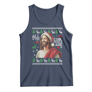 Funny Jesus Birthday Tank Top All the Cool People Are Born in December TS02 Navy Print Your Wear