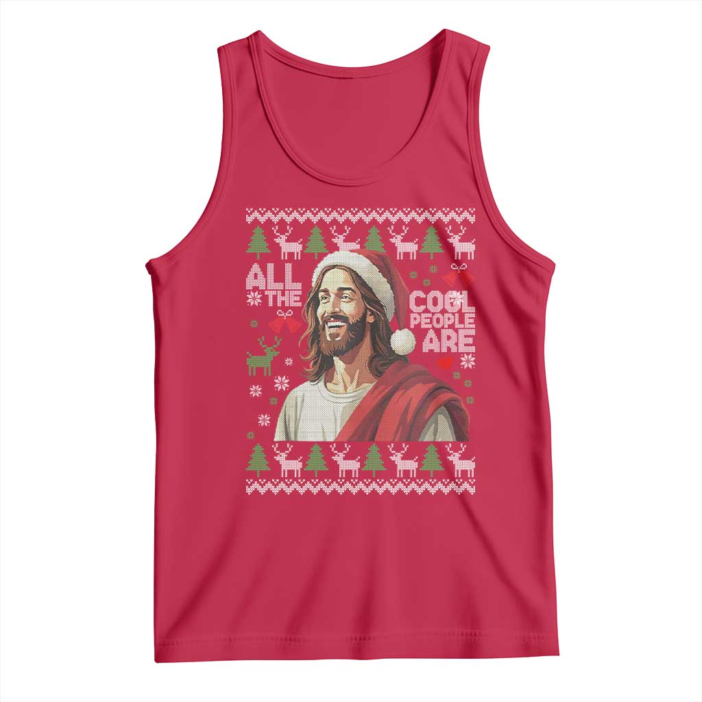 Funny Jesus Birthday Tank Top All the Cool People Are Born in December TS02 Red Print Your Wear