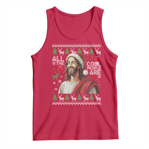 Funny Jesus Birthday Tank Top All the Cool People Are Born in December TS02 Red Print Your Wear