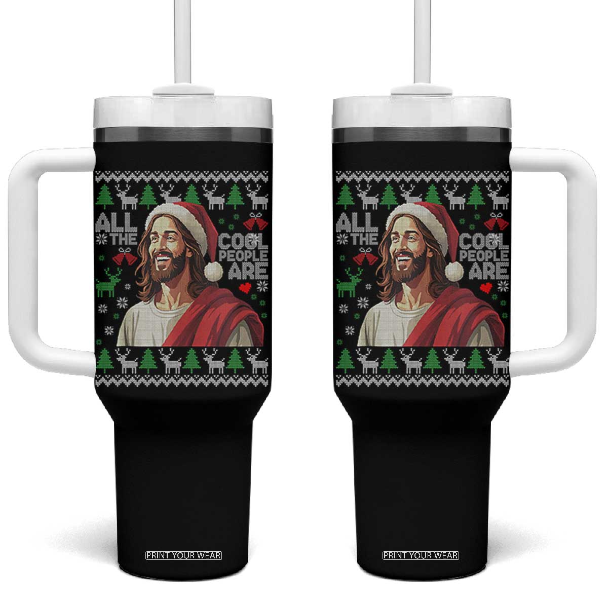 Funny Jesus Birthday Tumbler With Handle All the Cool People Are Born in December TS02 One Size: 40 oz Black Print Your Wear