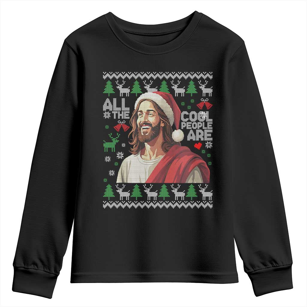 Funny Jesus Birthday Youth Sweatshirt All the Cool People Are Born in December TS02 Black Print Your Wear