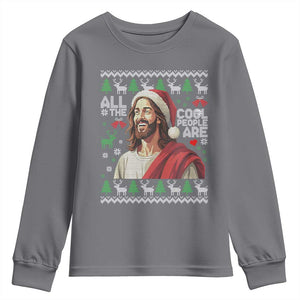 Funny Jesus Birthday Youth Sweatshirt All the Cool People Are Born in December TS02 Charcoal Print Your Wear