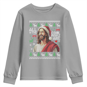 Funny Jesus Birthday Youth Sweatshirt All the Cool People Are Born in December TS02 Sport Gray Print Your Wear