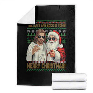 The Boys Are Back in Town Funny Christmas Throw Blanket Cool Santa and Jesus Holiday Humor TS02 Black Print Your Wear