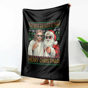 The Boys Are Back in Town Funny Christmas Throw Blanket Cool Santa and Jesus Holiday Humor TS02 Print Your Wear
