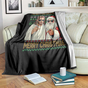 The Boys Are Back in Town Funny Christmas Throw Blanket Cool Santa and Jesus Holiday Humor TS02 Print Your Wear