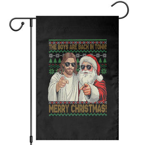 The Boys Are Back in Town Funny Christmas Garden Flag Cool Santa and Jesus Holiday Humor TS02 Black Print Your Wear
