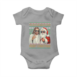 The Boys Are Back in Town Funny Christmas Baby Onesie Cool Santa and Jesus Holiday Humor TS02 Sport Gray Print Your Wear