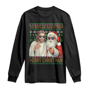 The Boys Are Back in Town Funny Christmas Long Sleeve Shirt Cool Santa and Jesus Holiday Humor TS02 Black Print Your Wear