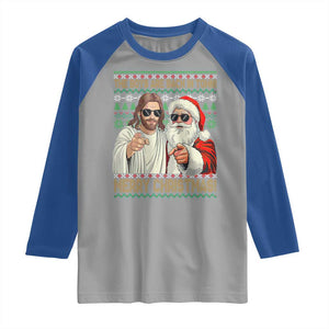 The Boys Are Back in Town Funny Christmas Raglan Shirt Cool Santa and Jesus Holiday Humor TS02 Sport Gray Royal Print Your Wear