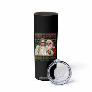 The Boys Are Back in Town Funny Christmas Skinny Tumbler Cool Santa and Jesus Holiday Humor TS02 Print Your Wear