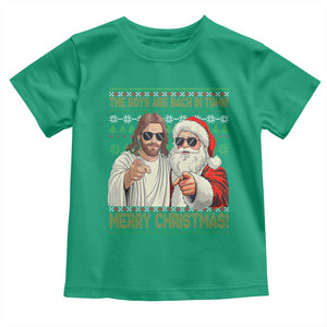 The Boys Are Back in Town Funny Christmas Toddler T Shirt Cool Santa and Jesus Holiday Humor TS02 Irish Green Print Your Wear