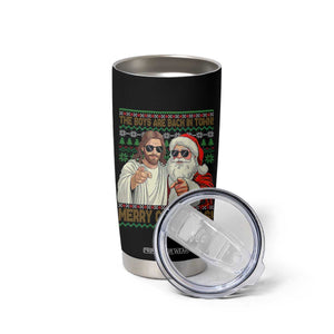 The Boys Are Back in Town Funny Christmas Tumbler Cup Cool Santa and Jesus Holiday Humor TS02 Print Your Wear