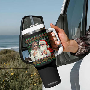 The Boys Are Back in Town Funny Christmas Tumbler With Handle Cool Santa and Jesus Holiday Humor TS02 Print Your Wear