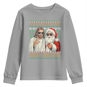 The Boys Are Back in Town Funny Christmas Youth Sweatshirt Cool Santa and Jesus Holiday Humor TS02 Sport Gray Print Your Wear