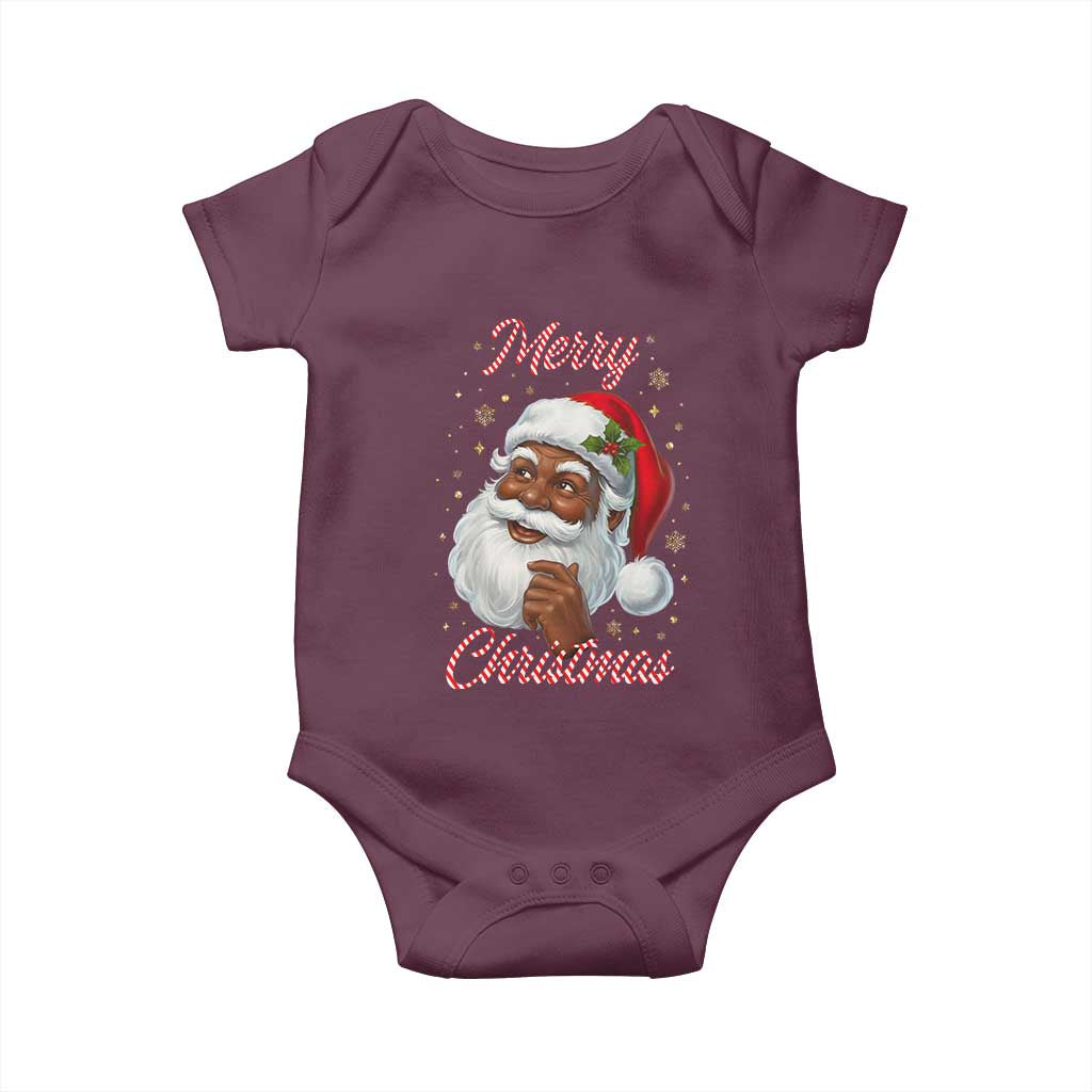 Merry Christmas Black Santa Claus Baby Onesie Retro Nostalgic Festive Holiday TS02 Maroon Print Your Wear