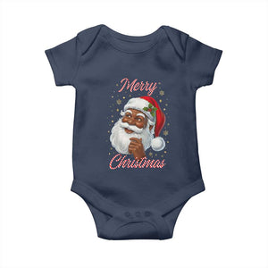 Merry Christmas Black Santa Claus Baby Onesie Retro Nostalgic Festive Holiday TS02 Navy Print Your Wear