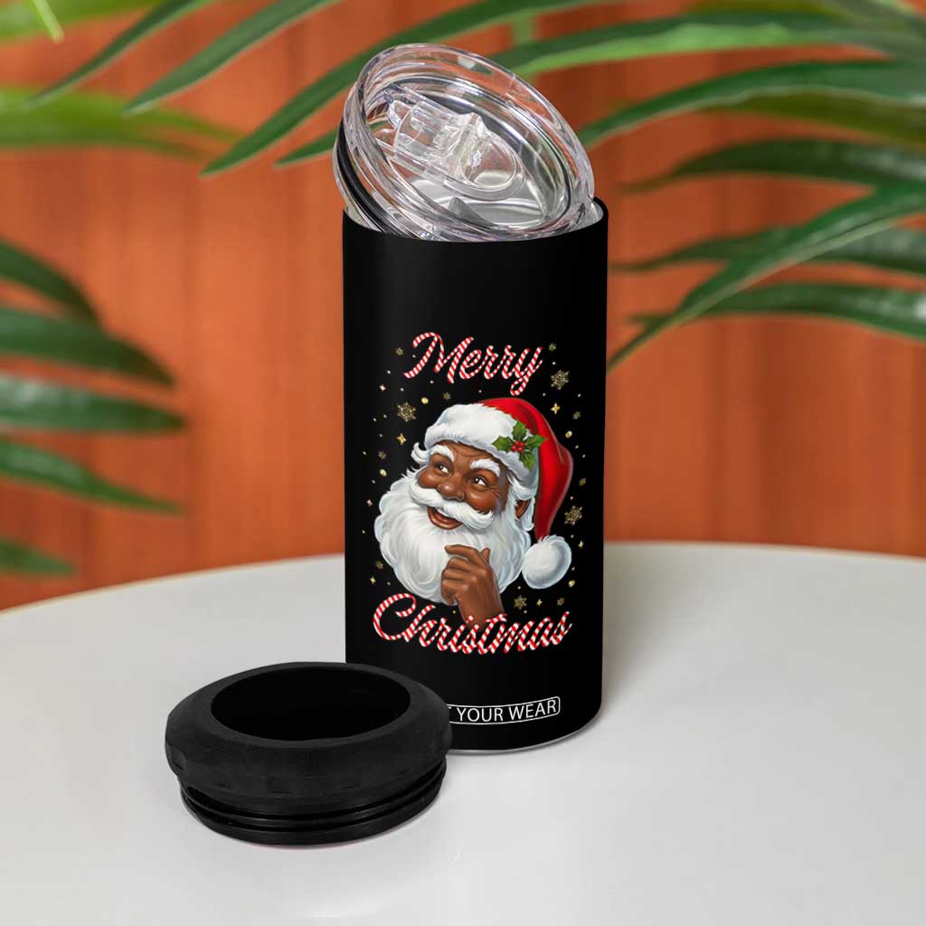 Merry Christmas Black Santa Claus 4 in 1 Can Cooler Tumbler Retro Nostalgic Festive Holiday TS02 Print Your Wear