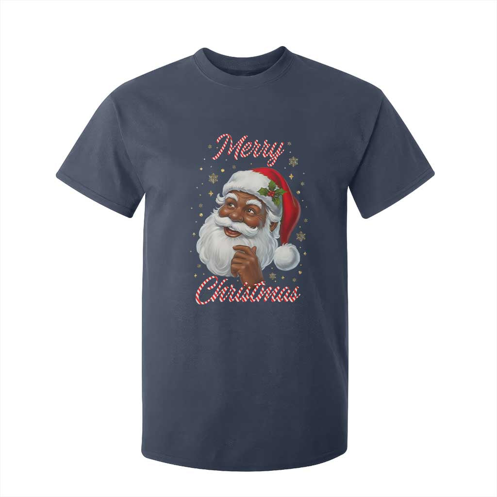 Merry Christmas Black Santa Claus T Shirt For Kid Retro Nostalgic Festive Holiday TS02 Navy Print Your Wear