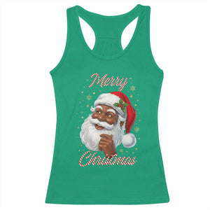 Merry Christmas Black Santa Claus Racerback Tank Top Retro Nostalgic Festive Holiday TS02 Irish Green Print Your Wear