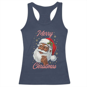 Merry Christmas Black Santa Claus Racerback Tank Top Retro Nostalgic Festive Holiday TS02 Navy Print Your Wear