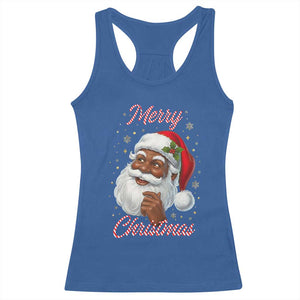 Merry Christmas Black Santa Claus Racerback Tank Top Retro Nostalgic Festive Holiday TS02 Royal Blue Print Your Wear