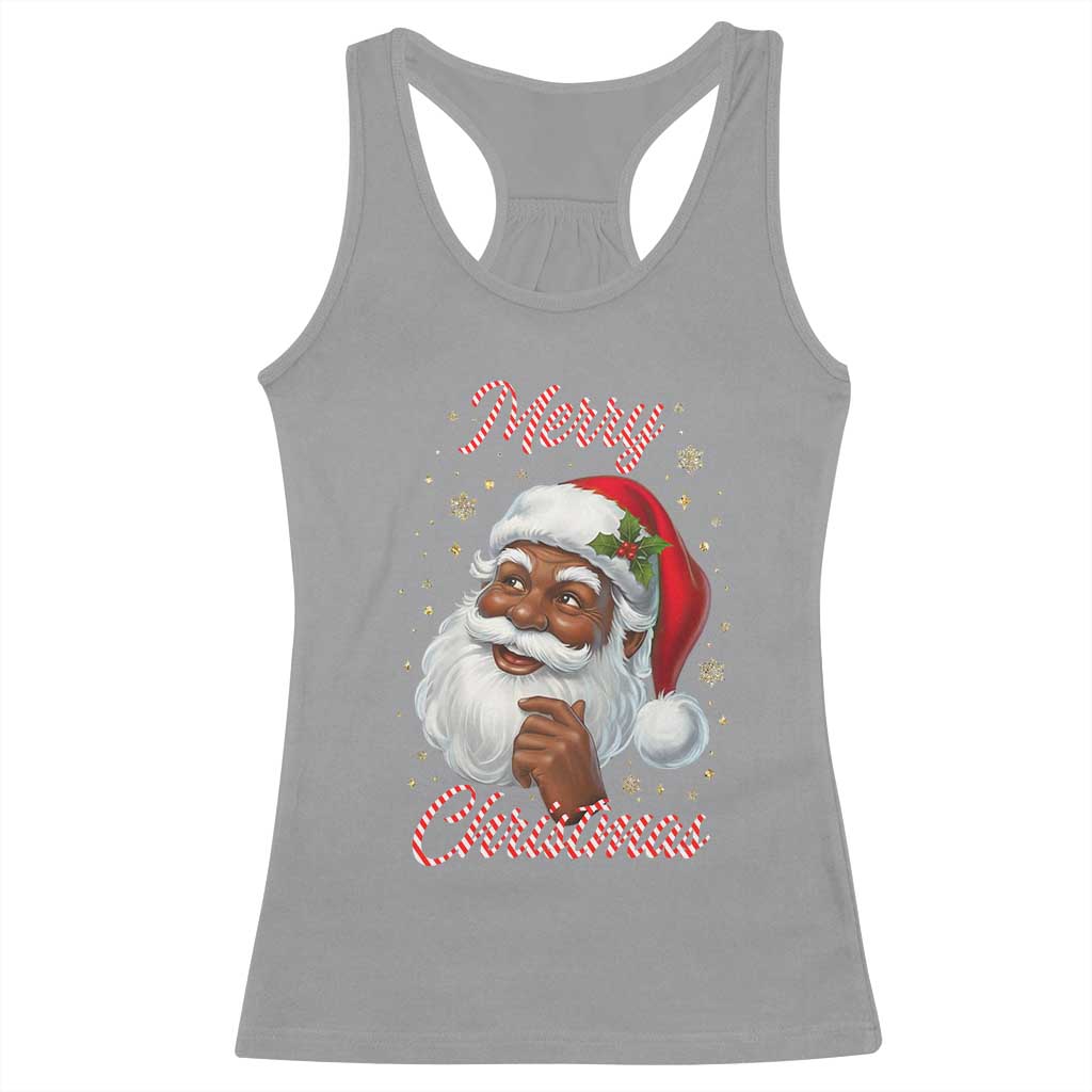 Merry Christmas Black Santa Claus Racerback Tank Top Retro Nostalgic Festive Holiday TS02 Sport Gray Print Your Wear