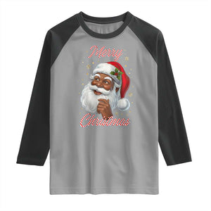 Merry Christmas Black Santa Claus Raglan Shirt Retro Nostalgic Festive Holiday TS02 Sport Gray Black Print Your Wear