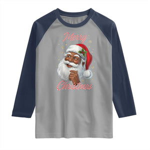 Merry Christmas Black Santa Claus Raglan Shirt Retro Nostalgic Festive Holiday TS02 Sport Gray Navy Print Your Wear