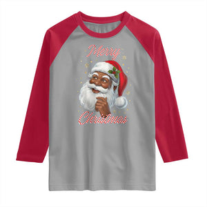 Merry Christmas Black Santa Claus Raglan Shirt Retro Nostalgic Festive Holiday TS02 Sport Gray Red Print Your Wear