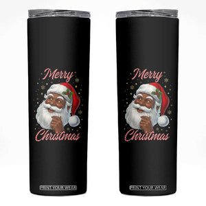 Merry Christmas Black Santa Claus Skinny Tumbler Retro Nostalgic Festive Holiday TS02 Black Print Your Wear